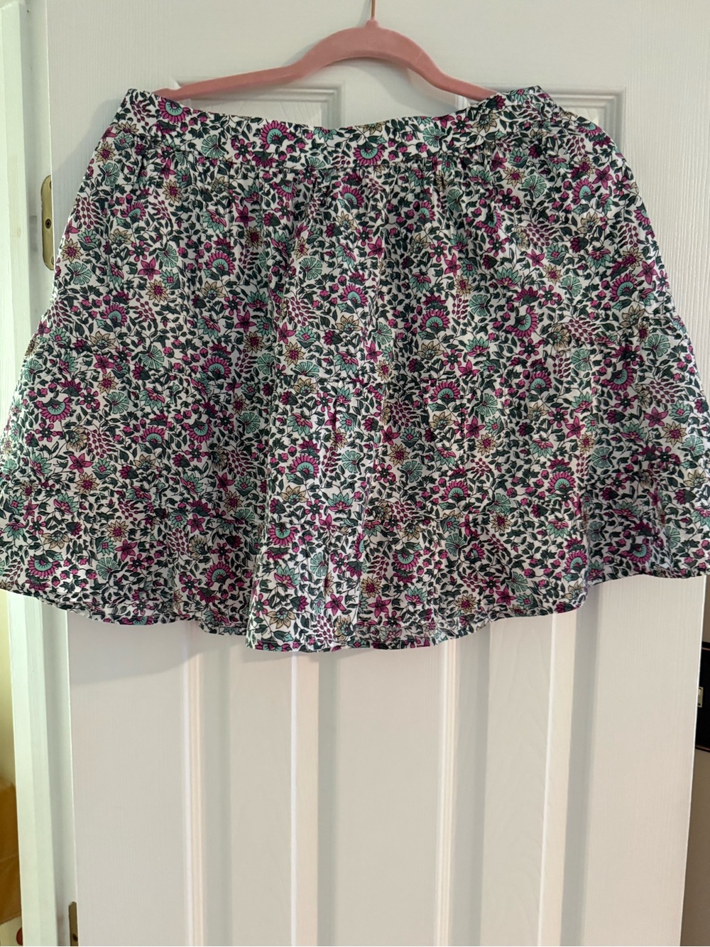 J. Crew Factory Floral Circle Skirt in White, Pink & Green